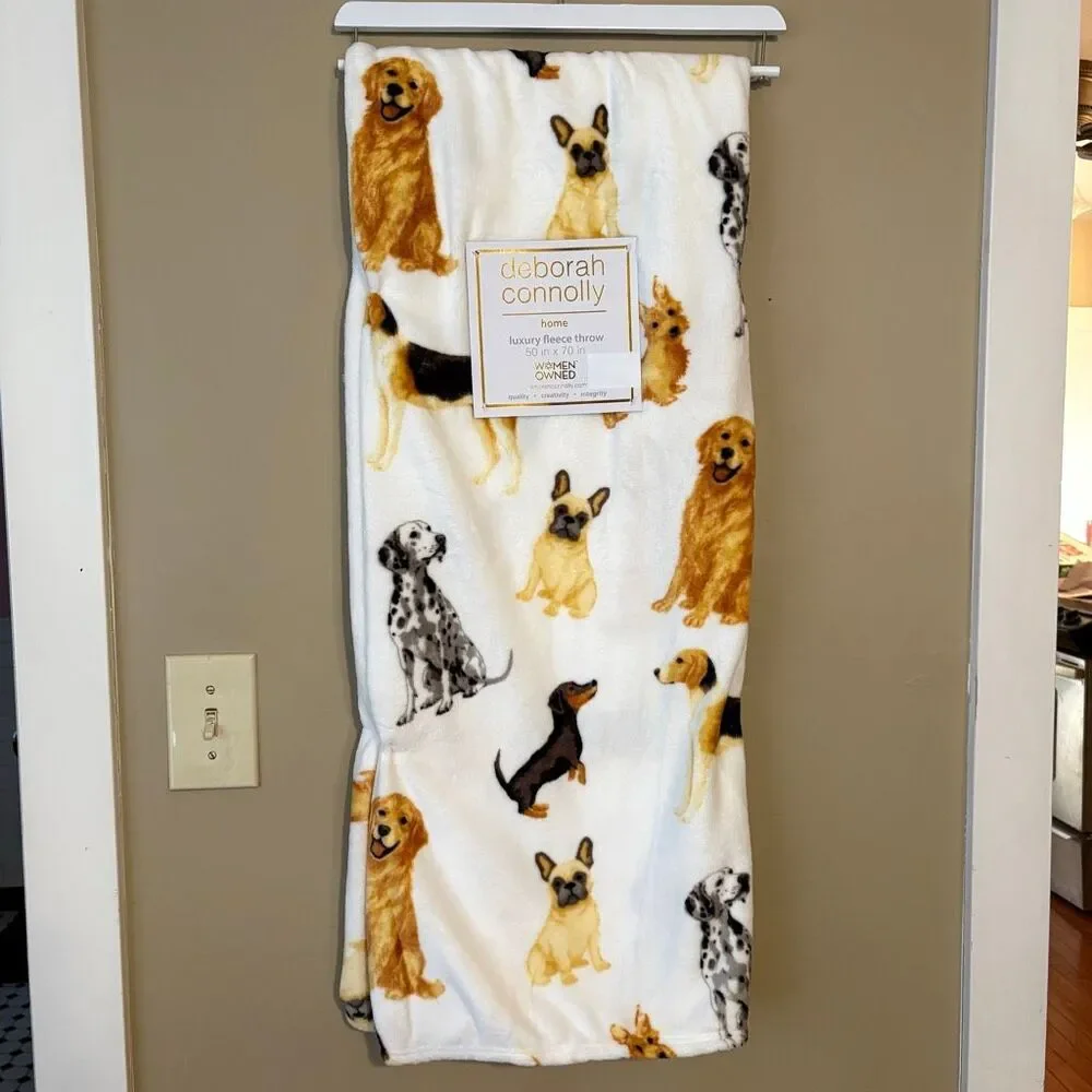 Dachshund Golden Retriever Pug Yorkie Dalmatian Beagle Fleece Throw 50x70 NWT